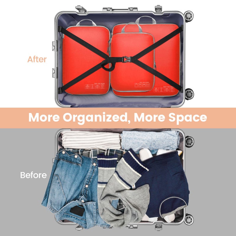 Cambond Compression Packing Cubes for Travel - 4 Pack Lightweight Expandable Luggage Packing Organizers Travel Essentials Accessories Bags Compression Cubes Space Saver for Carry on Suitcases, Red - Image 5
